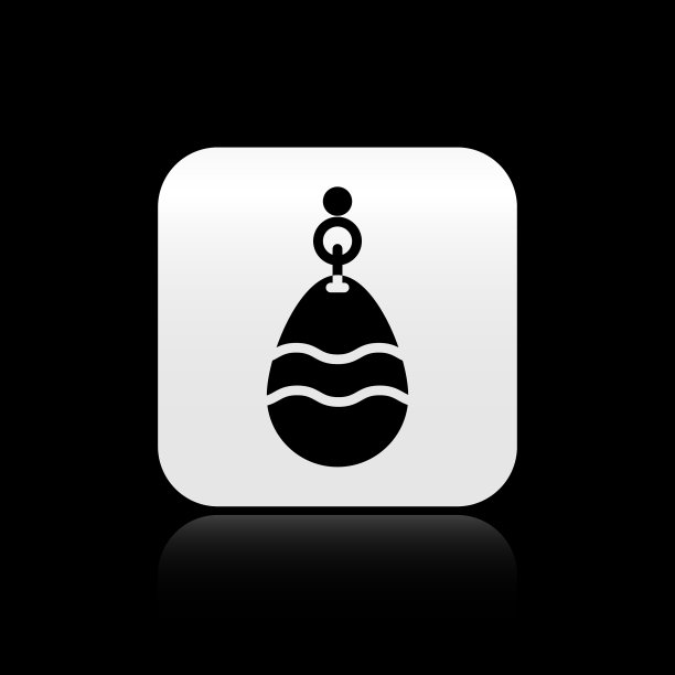 黑色钓鱼勺图标孤立在黑色图片下载