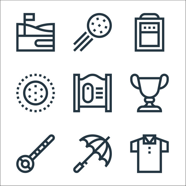 高尔夫线图标线性设置质量线设置等图片下载