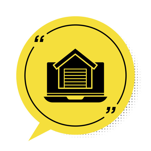 黑色在线房地产房子上的笔记本电脑图标图片下载