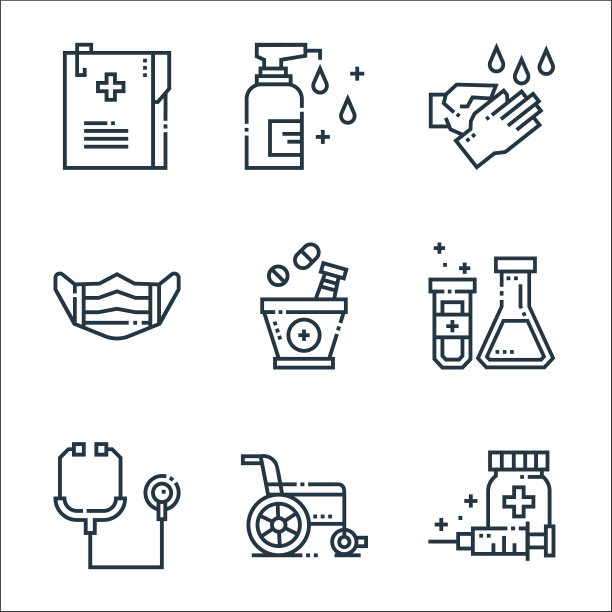 医疗服务线图标线性集质量图片下载