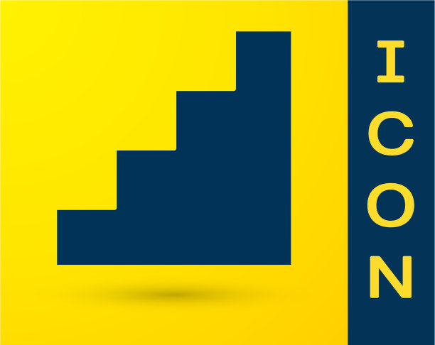 黄色背景上孤立的蓝色楼梯图标图片下载