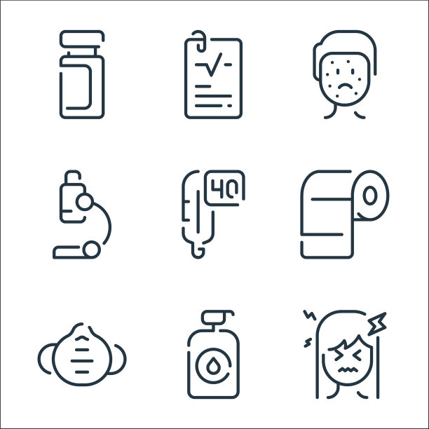 病毒传播线图标线性集质量图片下载