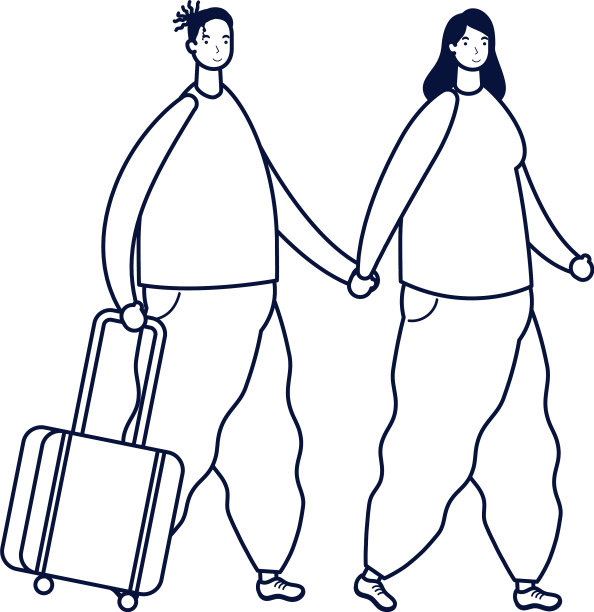 带着行李箱的年轻情侣图片下载