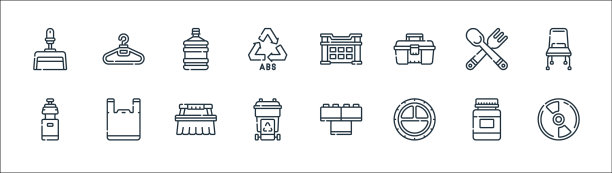 塑料产品系列图标线性集质量图片下载
