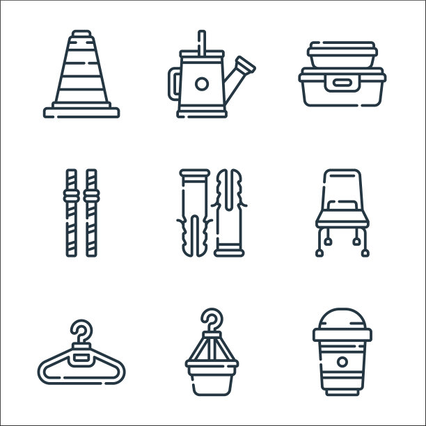 塑料产品系列图标线性集质量图片下载