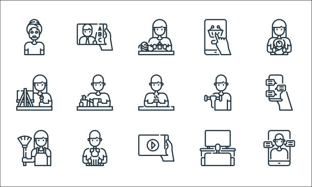 呆在家里线图标线性设置质量线图片下载