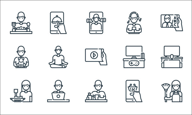 呆在家里线图标线性设置质量线图片下载