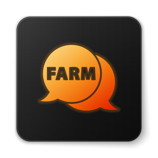 橙色发光霓虹灯语音气泡与文本农场图片下载