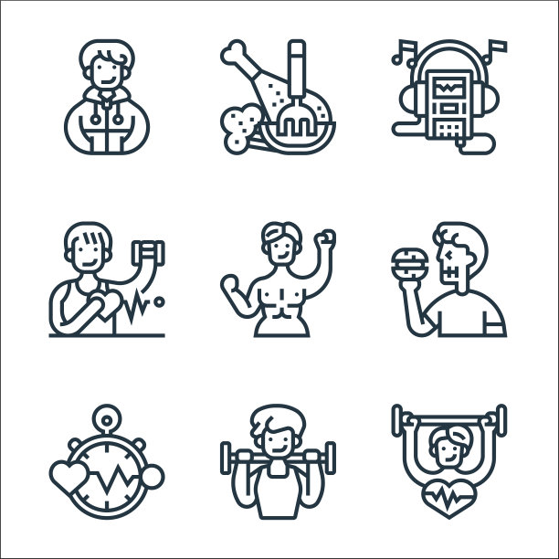 健康线图标线性集质量线集图片下载