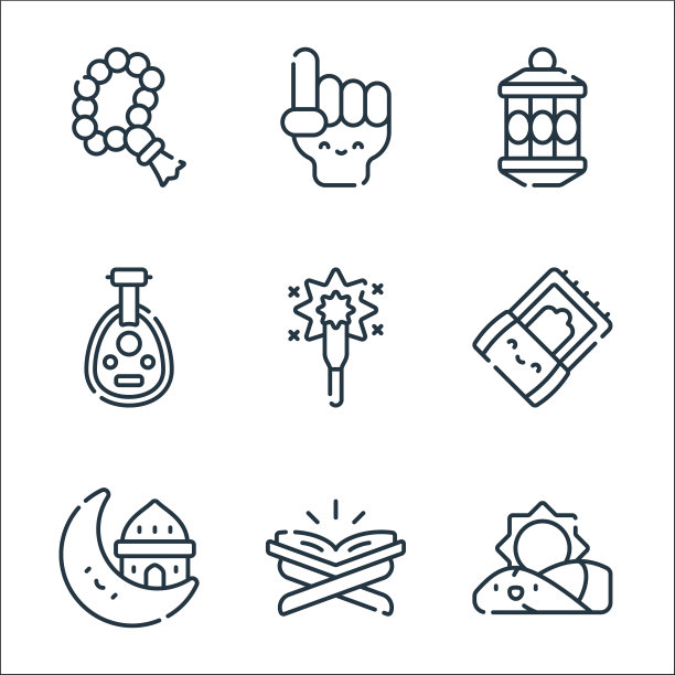 斋月线图标线性集质量线集图片下载