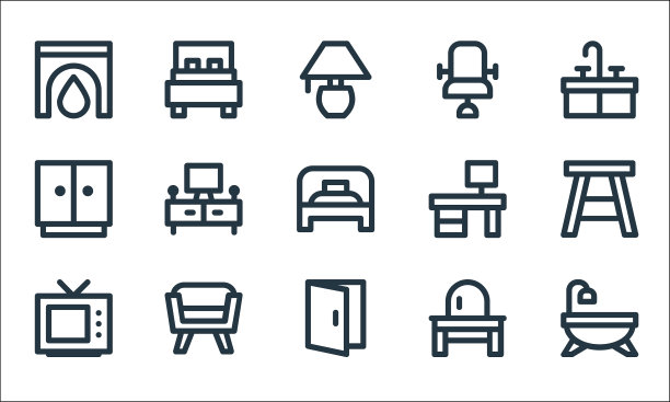 家居家具线条图标线性集品质线图片下载