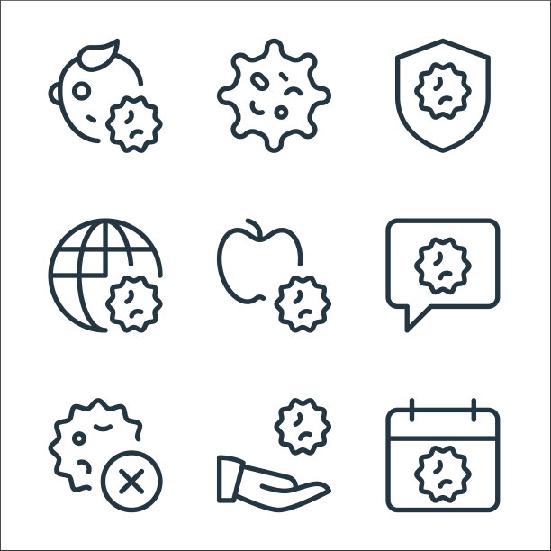 冠状病毒线图标线性集质量线图片下载