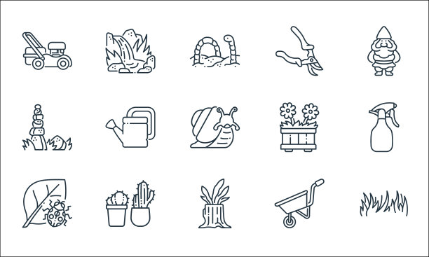 园艺线图标线性集质量线集图片下载