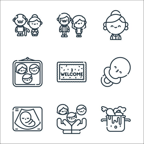 家族线图标线性集质量线集图片下载