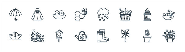 春季季线图标线性集质量线图片下载