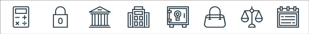 银行和金融线图标线性集质量图片下载