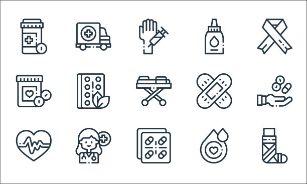 药品线图标线性集质量线集图片下载