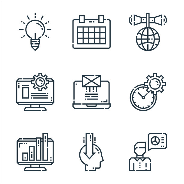 营销线图标线性集质量线集图片下载