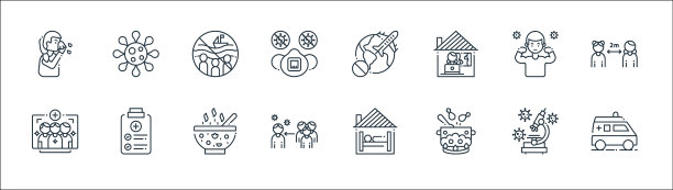 冠状病毒线图标线性集质量线图片下载