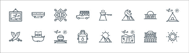 沙漠线图标线性集质量线集图片下载