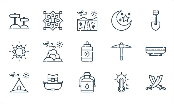 沙漠线图标线性集质量线集图片下载