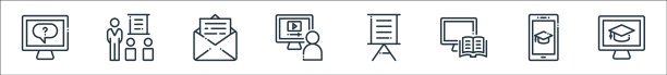在线学习线图标线性集质量图片下载
