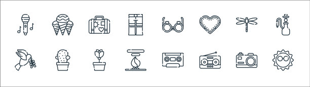 嬉皮士线图标线性集质量线集图片下载