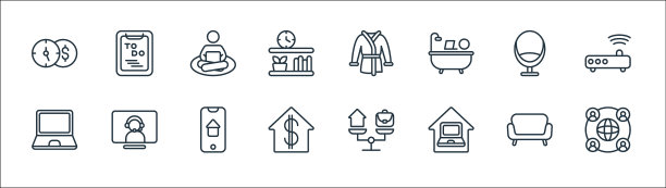 家庭办公线图标线性设置质量线图片下载