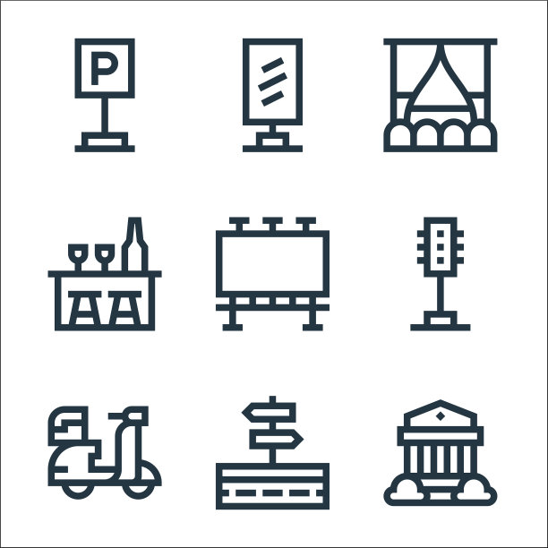 城市生活线图标线集质量线集图片下载