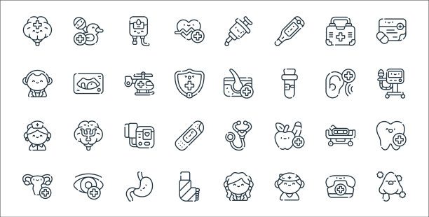 医疗服务线图标线性集质量图片下载