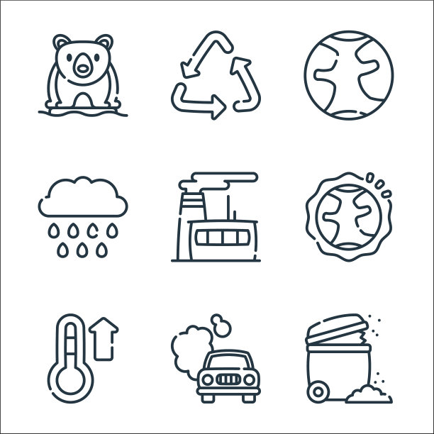 气候变化线图标线性设置质量线图片下载