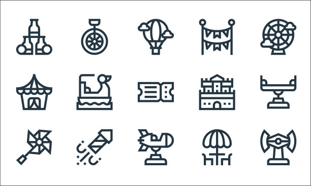 游乐园线图标线性设置质量线图片下载