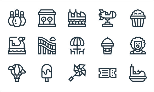 游乐园线图标线性设置质量线图片下载