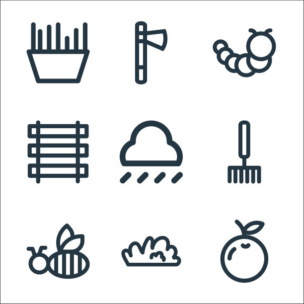 园林绿化设备线图标线性设置图片下载