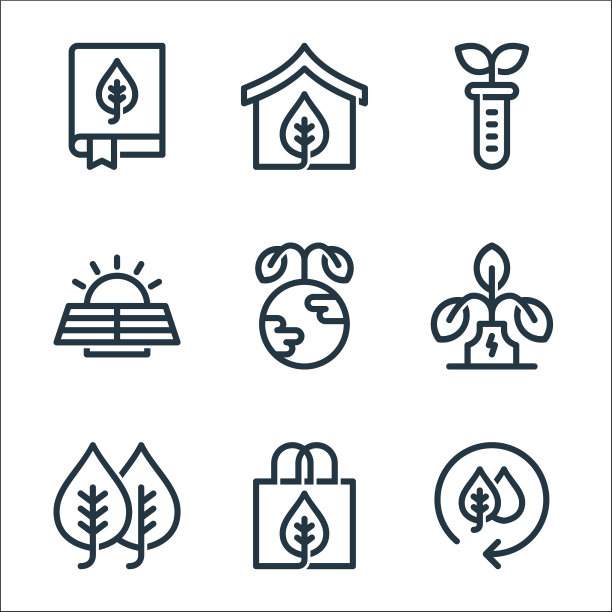 生态线图标线性集质量线集图片下载