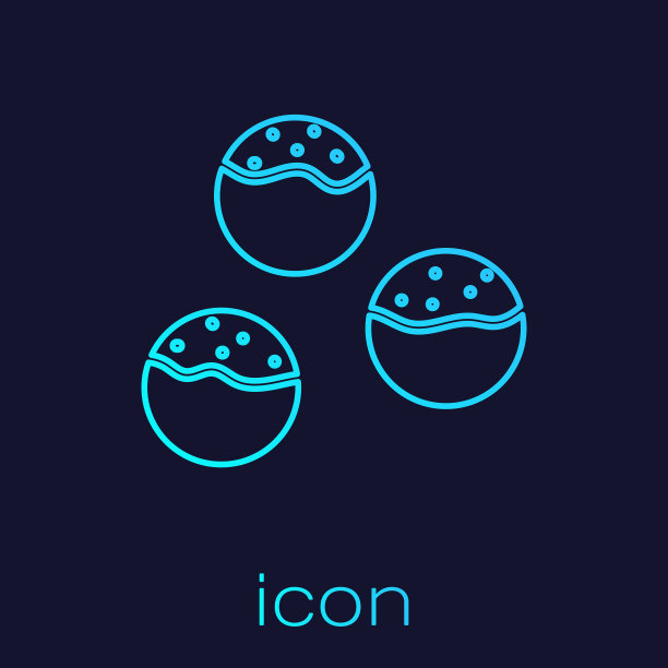 绿松石线章鱼烧图标孤立在蓝色图片下载