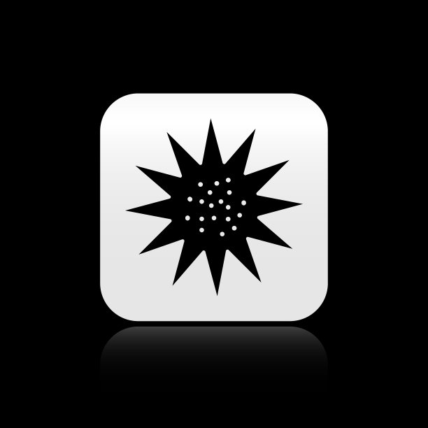 黑色海胆图标孤立在黑色背景上图片下载