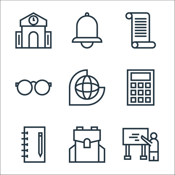 教育线图标线性集质量线集图片下载