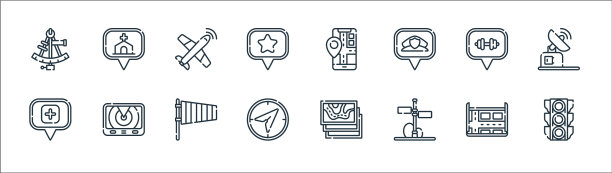 导航和地图线图标线性集的质量图片下载