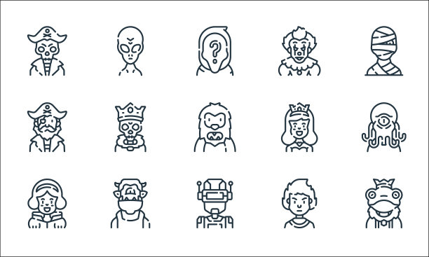 神奇的人物线条图标线性集合图片下载