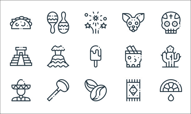 墨西哥线图标线性集质量线集图片下载