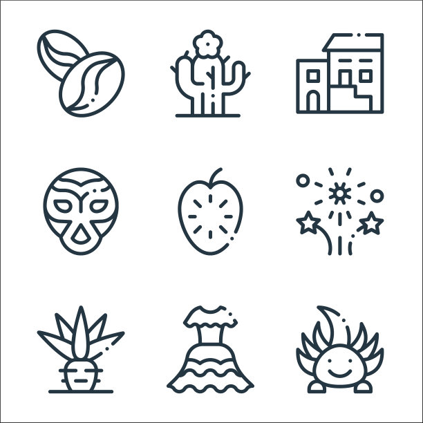 墨西哥线图标线性集质量线集图片下载