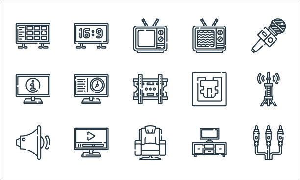 电视线图标线性集质量线集图片下载