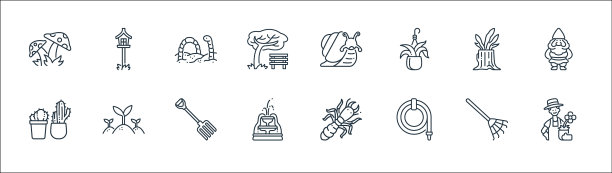 园艺线图标线性集质量线集图片下载