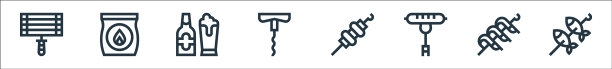 平坦的烤肉线图标线性设置质量线图片下载