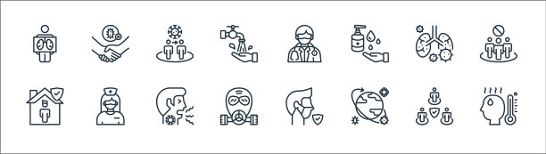 冠状病毒线图标线性集质量线图片下载