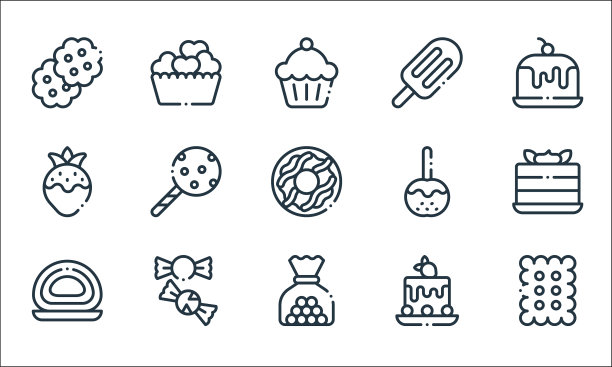 甜点糖果线图标线性设置质量图片下载