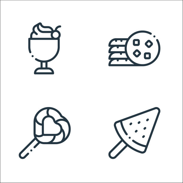 甜点糖果线图标线性设置质量图片下载