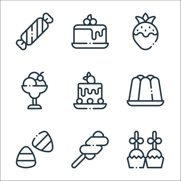 甜点糖果线图标线性设置质量图片下载