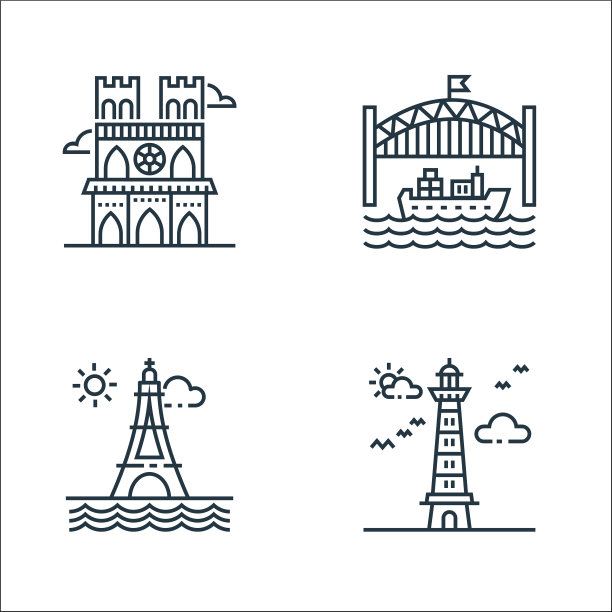 旅游线图标线性集质量线集图片下载